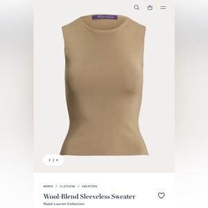 NWT Ralph Lauren Purple Label Wool Blend Sleeveless Sweater